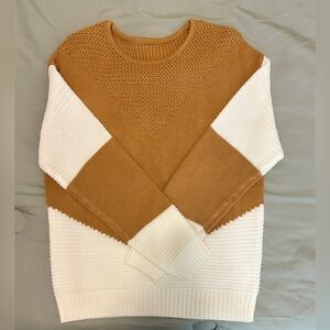 Amazon Mustard and White Crew Neck Sweater